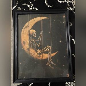 Skeleton on Moon Framed Wall Art Print 8x10